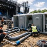 installation rapide et efficace de sanitaires backstage pour scènes de festivals avec rapid plomberie, assurant confort et hygiène pour les artistes et équipes techniques.