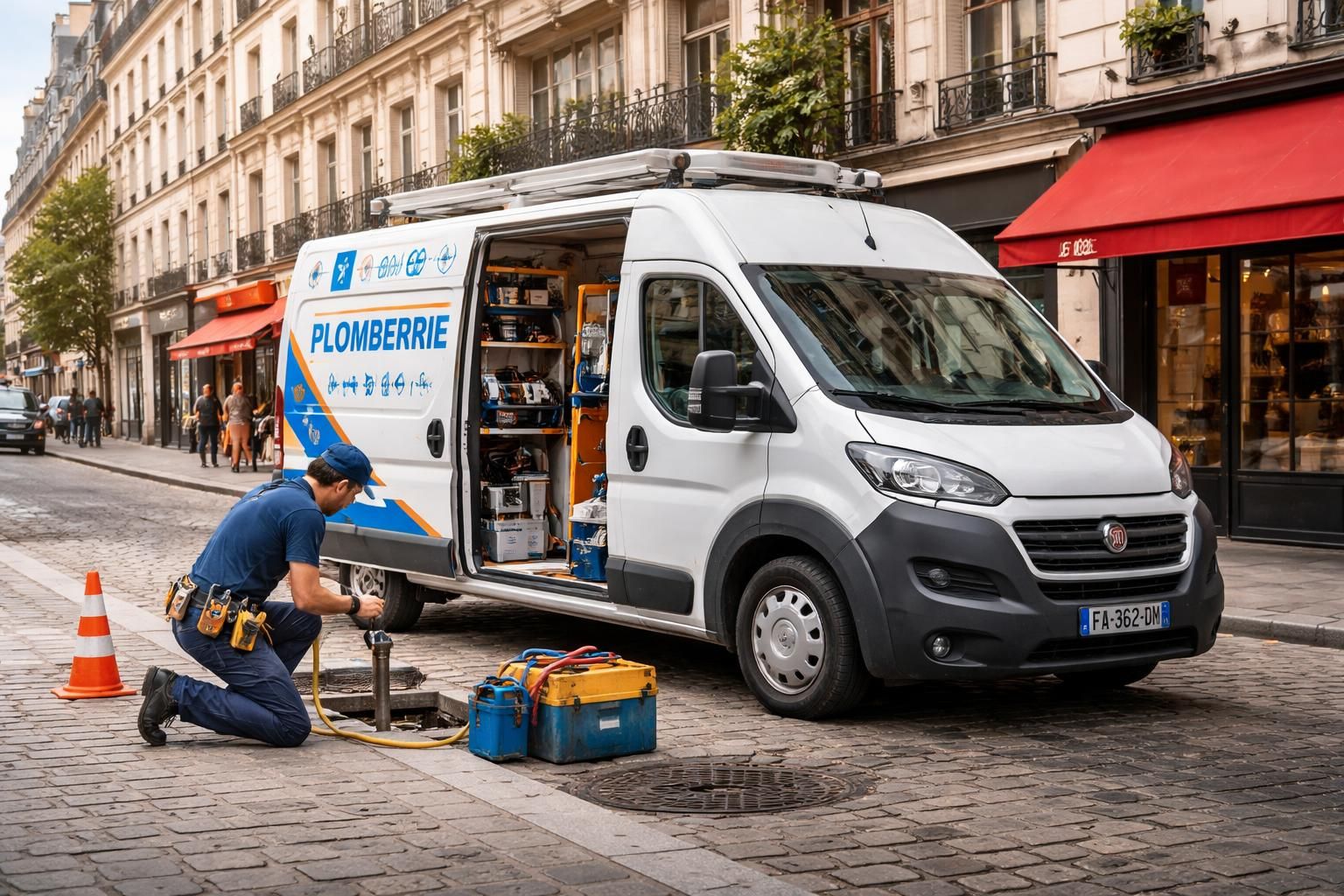 interventions de plomberie rapides et efficaces à paris avec notre camionnette fiat ducato entièrement équipée pour tous vos besoins en plomberie.
